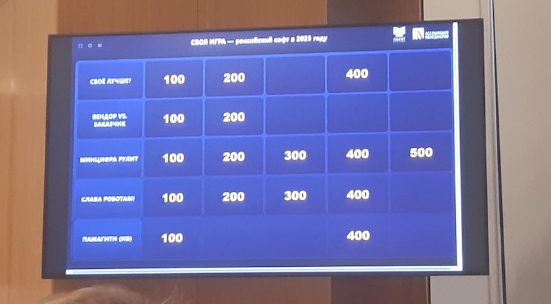 Игра началась с выбора наиболее сложных вопросов