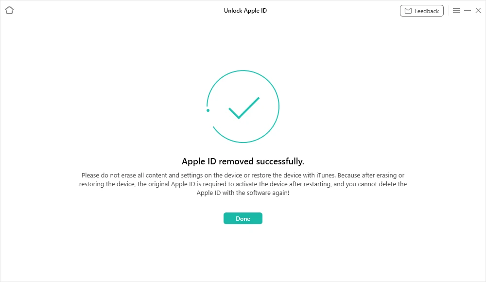 Apple ID удален успешно