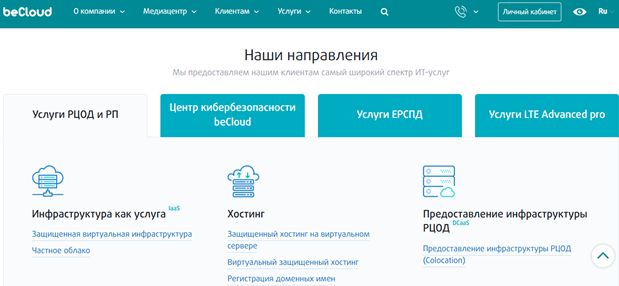 Услуги beCloud Услуги beCloud